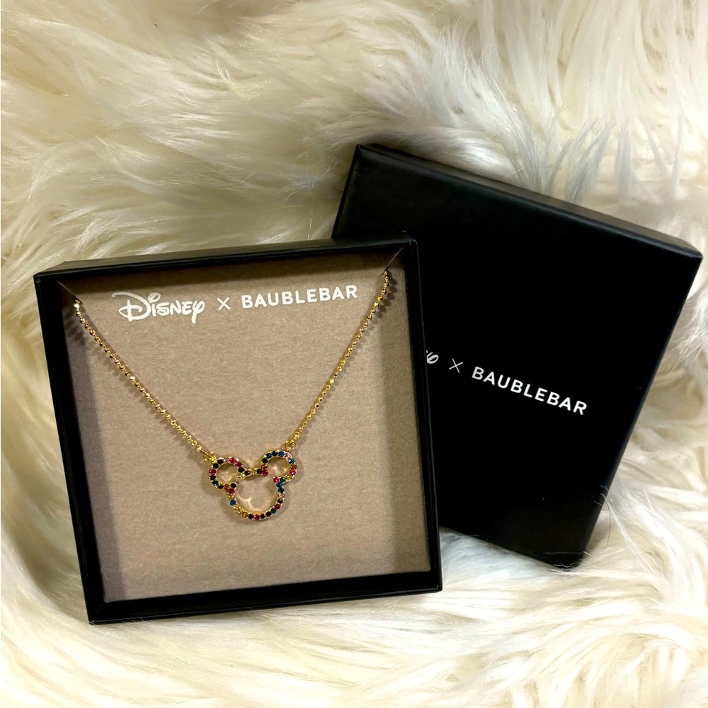 Disney BaubleBar Rhinestone Minnie Necklace NEW